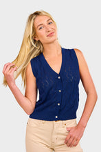 Load image into Gallery viewer, Astrid Knit Top - Navy Organic Cotton & Silk