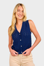 Load image into Gallery viewer, Astrid Knit Top - Navy Organic Cotton & Silk