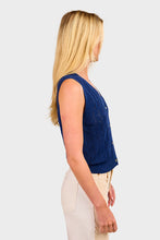 Load image into Gallery viewer, Astrid Knit Top - Navy Organic Cotton & Silk