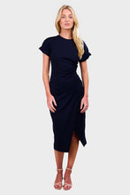 Load image into Gallery viewer, Faux Wrap Midi Dress - Navy