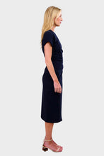 Load image into Gallery viewer, Faux Wrap Midi Dress - Navy