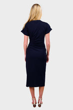 Load image into Gallery viewer, Faux Wrap Midi Dress - Navy