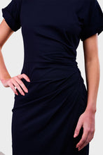 Load image into Gallery viewer, Faux Wrap Midi Dress - Navy