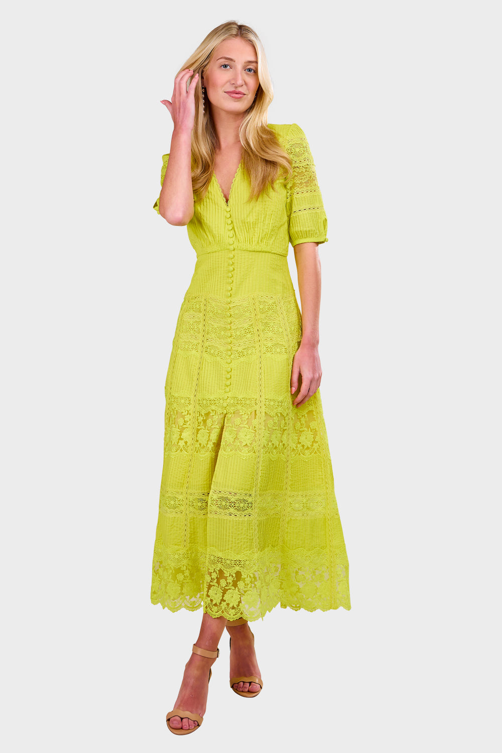 fitted lace wedding dress Lea Long Lace Dress