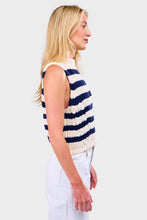 Load image into Gallery viewer, Lily Stripe Tank - Ivory & Navy Stripe