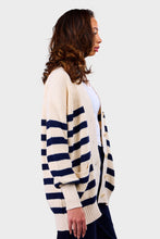 Load image into Gallery viewer, Amy Cardi - Ivory & Navy Stripe