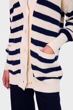 Load image into Gallery viewer, Amy Cardi - Ivory & Navy Stripe