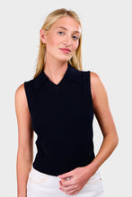 Load image into Gallery viewer, Cashmere Sleeveless V Neck Polo - Navy