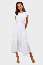 Load image into Gallery viewer, Gathered Seam Lace Inset Dress - White