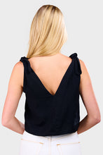 Load image into Gallery viewer, Tie Shoulder Mod Top - Black Linen