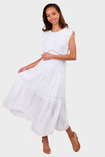 Load image into Gallery viewer, Gathered Seam Lace Inset Dress - White