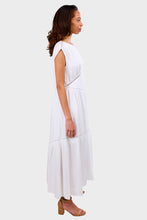 Load image into Gallery viewer, Gathered Seam Lace Inset Dress - White