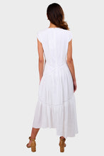 Load image into Gallery viewer, Gathered Seam Lace Inset Dress - White