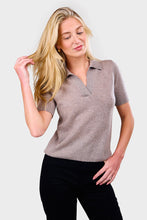Load image into Gallery viewer, Lightweight Cashmere Short Sleeve V Neck Polo - Timber