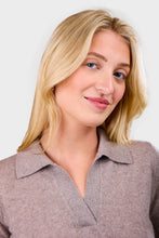 Load image into Gallery viewer, Lightweight Cashmere Short Sleeve V Neck Polo - Timber