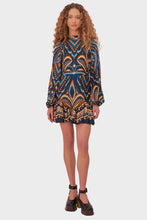 Load image into Gallery viewer, Pineapple Ikat Blue Raglan Mini Dress