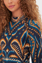 Load image into Gallery viewer, Pineapple Ikat Blue Raglan Mini Dress