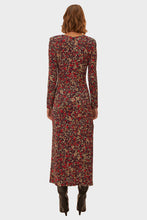 Load image into Gallery viewer, Chelsea Garden Purple Flower Deep Plunge Neckline Long Dress