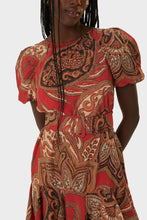 Load image into Gallery viewer, Leopard Paisley Burgundy Mini Dress