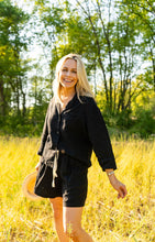 Load image into Gallery viewer, Linen Leisure Short Suit - Black