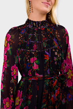 Load image into Gallery viewer, Floral Scarves Black High Neck Maxi Dress