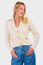 Load image into Gallery viewer, Double Pocket Cropped Cardi - Cream