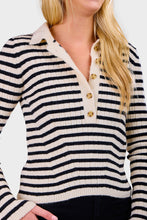 Load image into Gallery viewer, Elliot Stripe Sweater - Ivory & Black Stripe