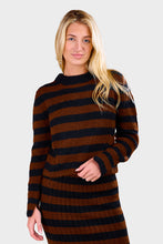 Load image into Gallery viewer, Ava Stripe Sweater - Black & Cocoa Stripe