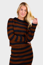 Load image into Gallery viewer, Ava Stripe Sweater - Black & Cocoa Stripe