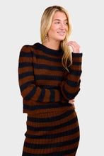 Load image into Gallery viewer, Ava Stripe Sweater - Black & Cocoa Stripe