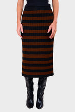 Load image into Gallery viewer, Pia Stripe Tube Skirt - Black & Cocoa Stripe