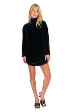 Load image into Gallery viewer, Edie Turtleneck Dress - Black Silk Velvet