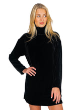 Load image into Gallery viewer, Edie Turtleneck Dress - Black Silk Velvet