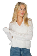 Load image into Gallery viewer, Luxe Cashmere Blend Mixed Cable Polo - Ivory