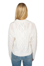 Load image into Gallery viewer, Luxe Cashmere Blend Mixed Cable Polo - Ivory