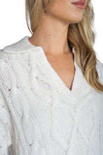 Load image into Gallery viewer, Luxe Cashmere Blend Mixed Cable Polo - Ivory