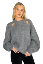 Load image into Gallery viewer, Cut-Out Fluffy Sweater - Gray