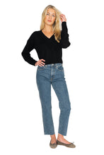 Load image into Gallery viewer, Cropped V Neck Pullover - Black Cashmere