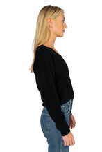 Load image into Gallery viewer, Cropped V Neck Pullover - Black Cashmere