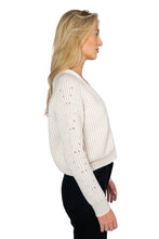 Load image into Gallery viewer, Wool Cashmere Engineered Rib V Neck Cardigan - White