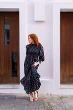 Load image into Gallery viewer, High Neck Isabel Dress - Midnight Trellis