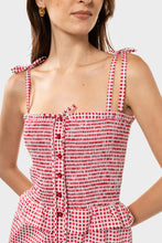 Load image into Gallery viewer, Alberica Front Buttoned Long Dress - Strawberry Check
