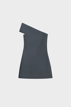 Load image into Gallery viewer, Grey Silk Wool One Shoulder Mini Dress