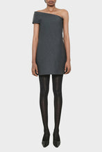Load image into Gallery viewer, Grey Silk Wool One Shoulder Mini Dress