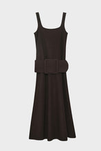 Load image into Gallery viewer, Dark Brown Wool Midi Dress with Belt