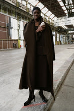 Load image into Gallery viewer, Dark Brown Wool Midi Dress with Belt