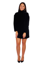 Load image into Gallery viewer, Edie Turtleneck Dress - Black Silk Velvet