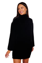 Load image into Gallery viewer, Edie Turtleneck Dress - Black Silk Velvet