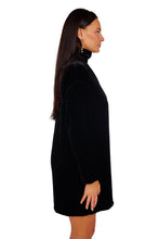 Load image into Gallery viewer, Edie Turtleneck Dress - Black Silk Velvet