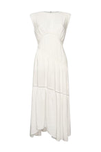Load image into Gallery viewer, Gathered Seam Lace Inset Dress - White